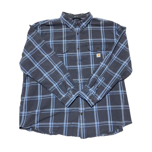 Carhartt Other - Carhartt Shirt Mens XXXL Blue Loose Plaid Chore Chamois Workwear Construction